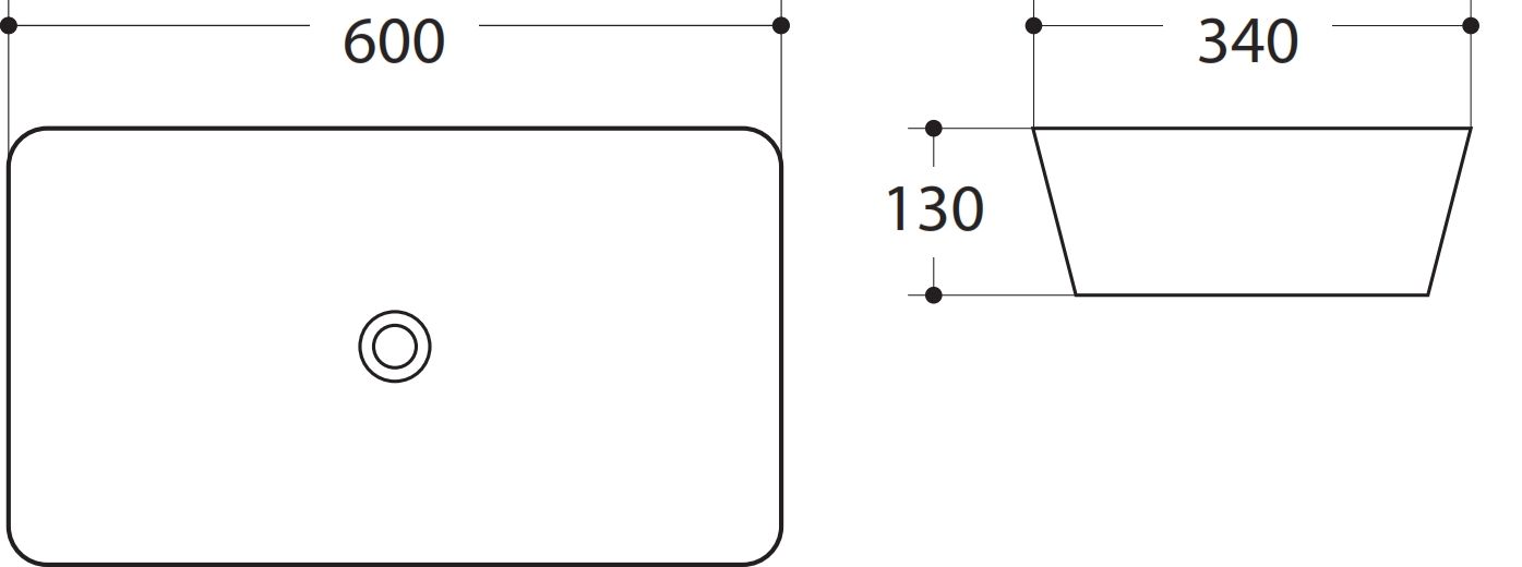 Раковина керамическая накладная AM-7090-B, цвет белый, 600х340х130