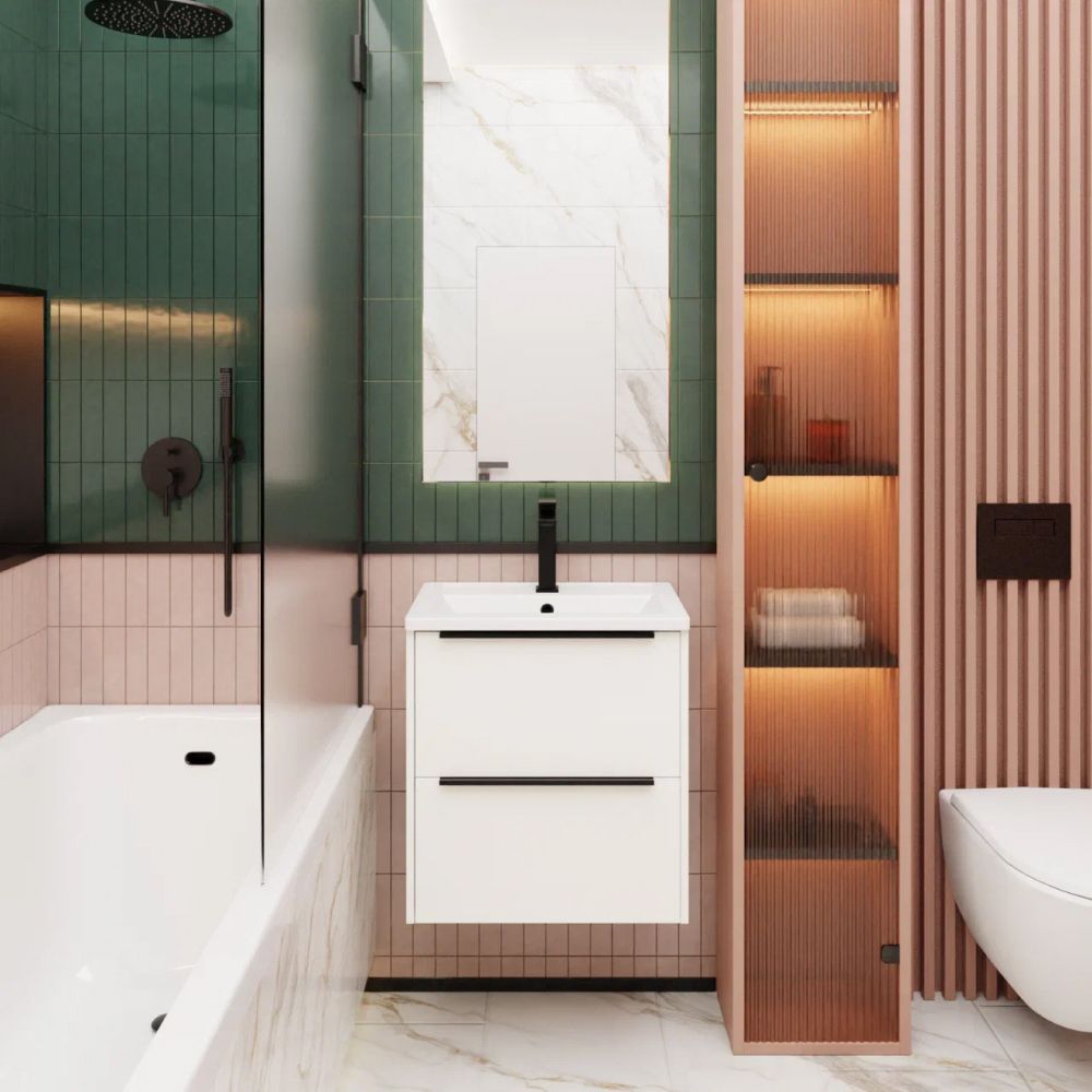 Тумба под раковину подвесная La Fenice Tesoro FNC-01-TES-PB-60-2, белый, артикул FNC-01-TES-PB-60-2