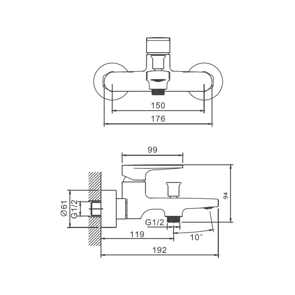 Смеситель для ванны BELZ B61713-3, оружейная сталь