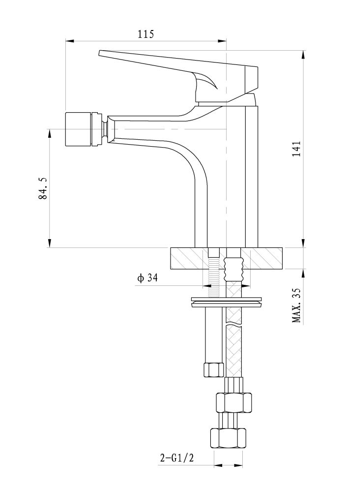 Смеситель для биде WONZON & WOGHAND ATHENS, Хром (WW-085001-CR)