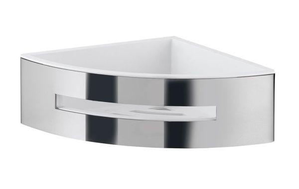 Gedy, решётка угловая 1-уровневая c ABS вкладышем (19,8х19,8хh7,2), цвет хром - белый пластик