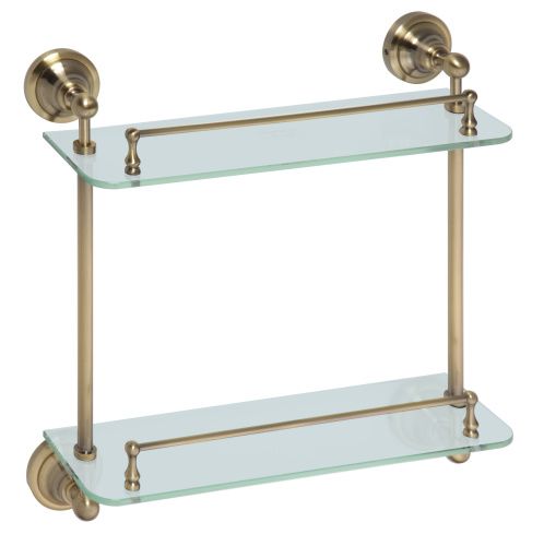 Полка стеклянная Retro двойная 400x420x120мм, бронза