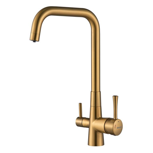 Смеситель для кухни с подключением фильтра Shevanik S528G, золотой сатин