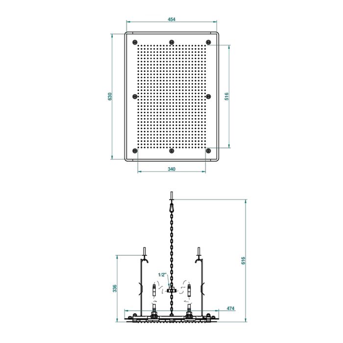 THG Верхний душ 630х454 мм., встраиваемый в потолок, цвет Soft matt gold