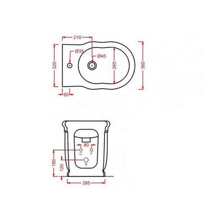 Artceram HERMITAGE биде напольное пристенное 55*36см с 1 отв под смеситель с креплением, цвет белый