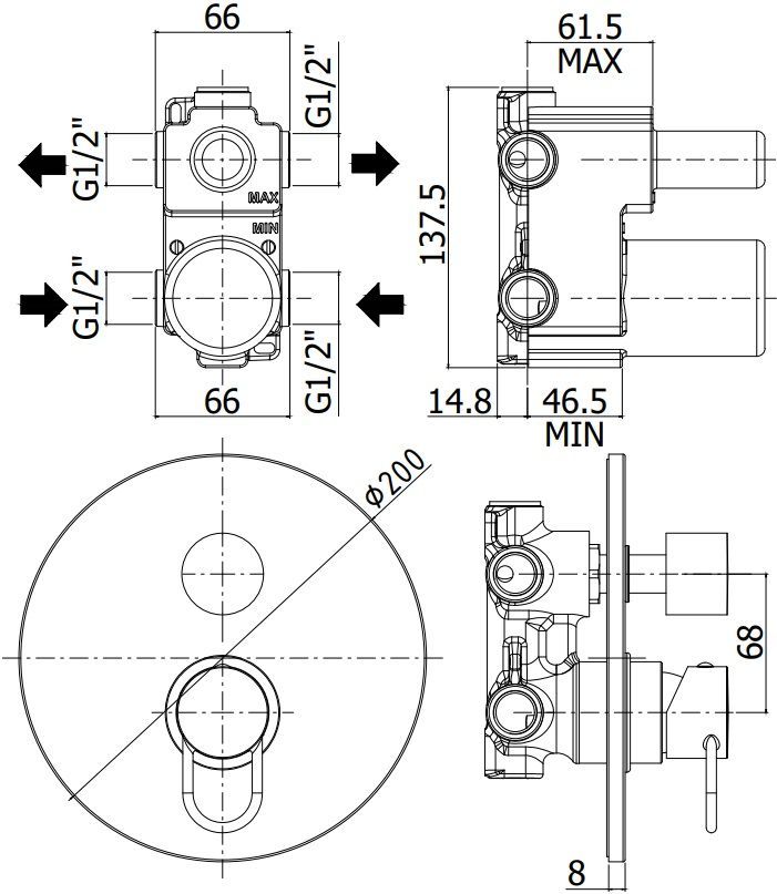 Смеситель для душа Paffoni Joker JK018CR (с внутренней частью), артикул JK018CR