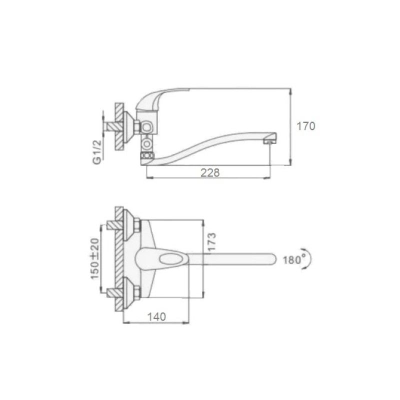 Смеситель для ванны D-Lin D140301, хром