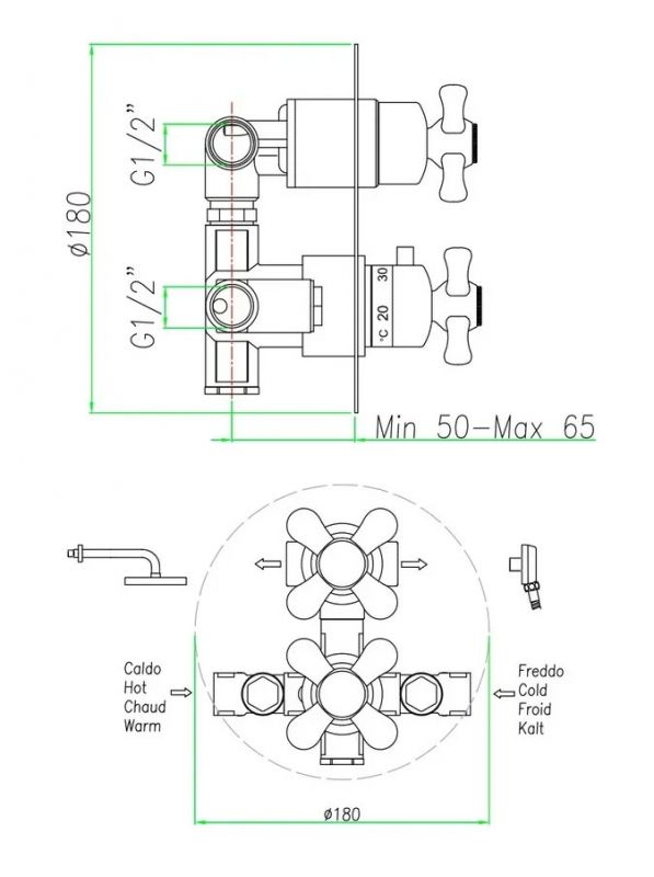 Смеситель для душа Webert Armony AM970902017 Хром Золото