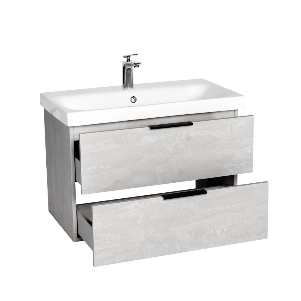 Тумба VIANT "Берлин" 2 ящика подвесная цемент 441х766х520 под раковину .S-UM-MOD80/1 (MODUO 80) (VBER80MDC-T2YP), артикул VBER80MDC-T2YP