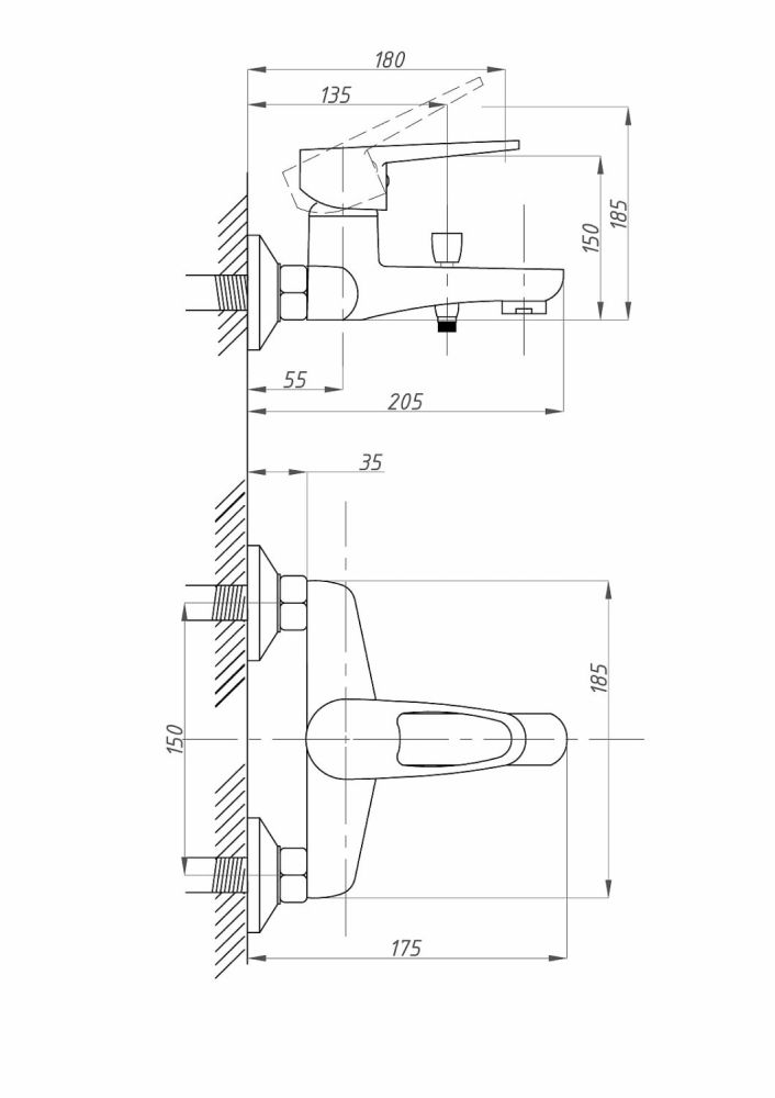 Смеситель для ванны с душем FAUZT FZs-840-126 тип См-ВОРНШлА, артикул FZs-840-126