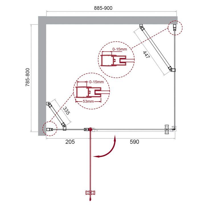 Душевой уголок BelBagno ETNA-AH-12-80/100-C-Cr