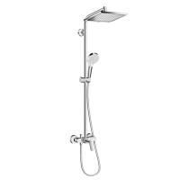 Душевая стойка, Hansgrohe, Crometta E, смеситель-есть, тип открывания воды-однорычажный, тип регулирования воды-керамический узел смешивания, верхний душ-есть, форма верхнего душа-квадратная, размер верхнего душа-240, держатель верхнего душа-есть, вынос,  Душевая стойка, Hansgrohe, Crometta E, смеситель-есть, тип открывания воды-однорычажный, тип регулирования воды-керамический узел смешивания, верхний душ-есть, форма верхнего душа-квадратная, размер верхнего душа-240, держатель верхнего душа-есть, вынос,