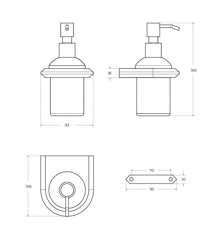 LINER-SOIS-V-01 Диспенсер для мыла подвесной, стекло, исполнение хром, артикул LINER-SOIS-V-01