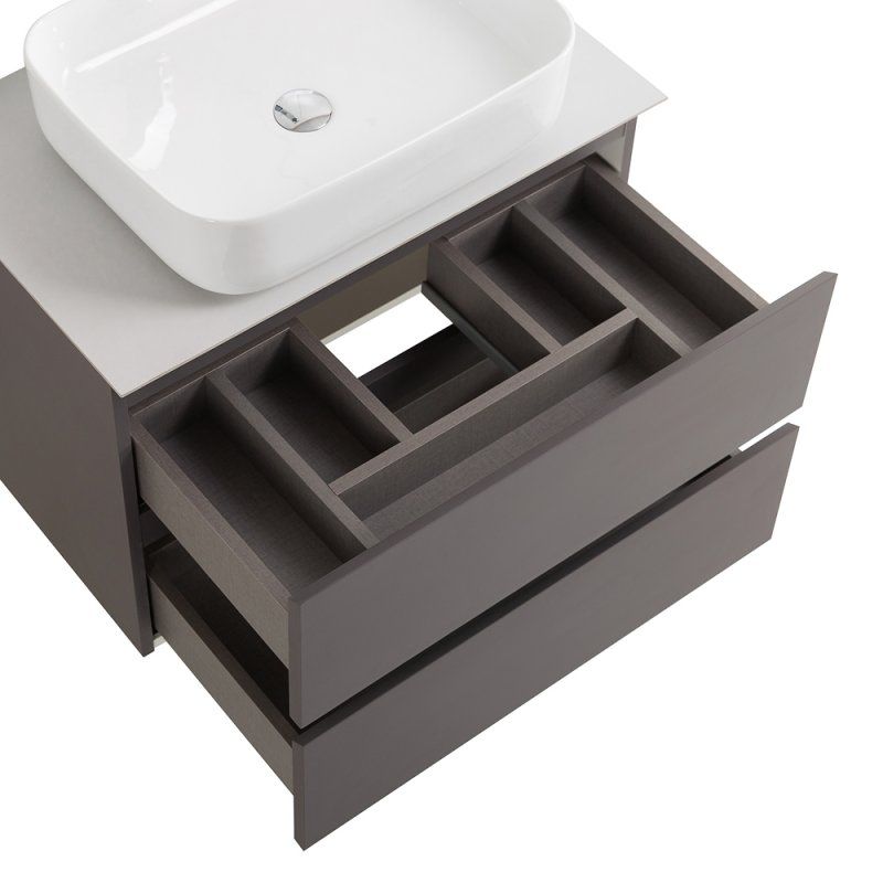 KRAFT База под раковину подвесная с фрезерованными ручками по всей длине фасада с двумя выкатн. ящ., Голубой Мат.,700x455x500,KRAFT-700-2C-SO-AO, артикул KRAFT-700-2C-SO-AO