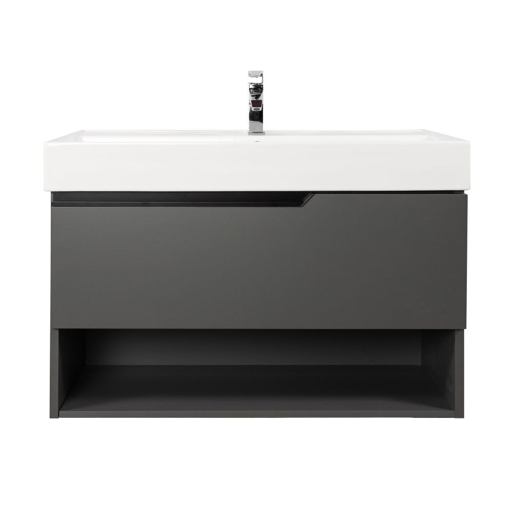 Комплект мебели Visobath Eleven, 1000 мм левый, цвет пепельный матовый лак (Ceniza), артикул 85607/Ceniza/EL