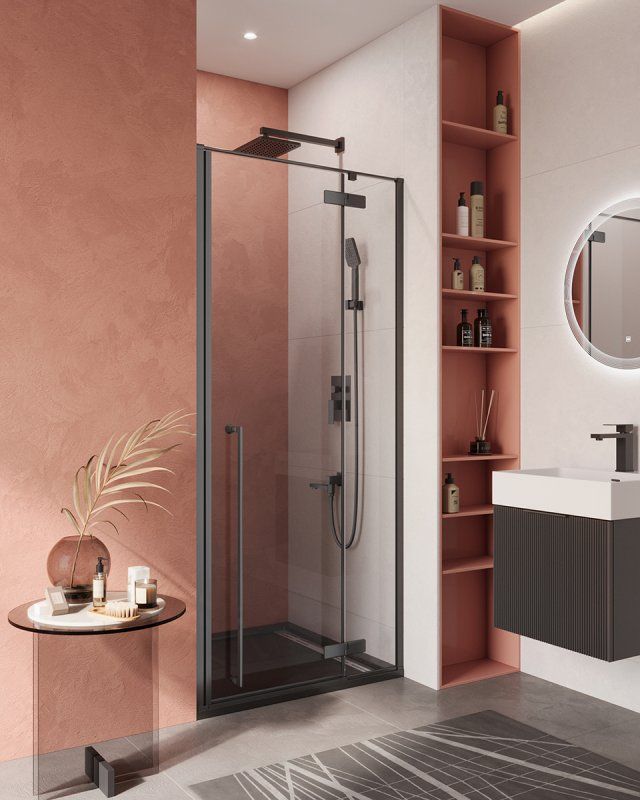 LINER-B-12-90-C-NERO-L Душевая дверь, артикул LINER-B-12-90-C-NERO-L