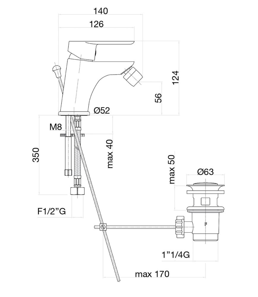 Смеситель для биде Fiore KEVON CHIC 81BX8130, хром/черный, артикул 81BX8130
