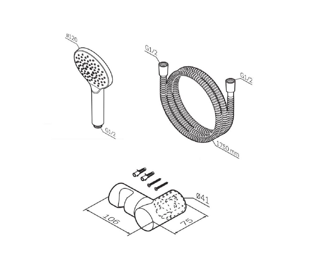 F0118000 Like душевой набор, шланг 1750 мм,держатель ручного душа, ручной душ 110 мм, 3 функции