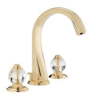 THG MANDARINE CRISTALLIA DIAMANT Смеситель для раковины на 3 отверстия, с донным клапаном, цвет полированное золото