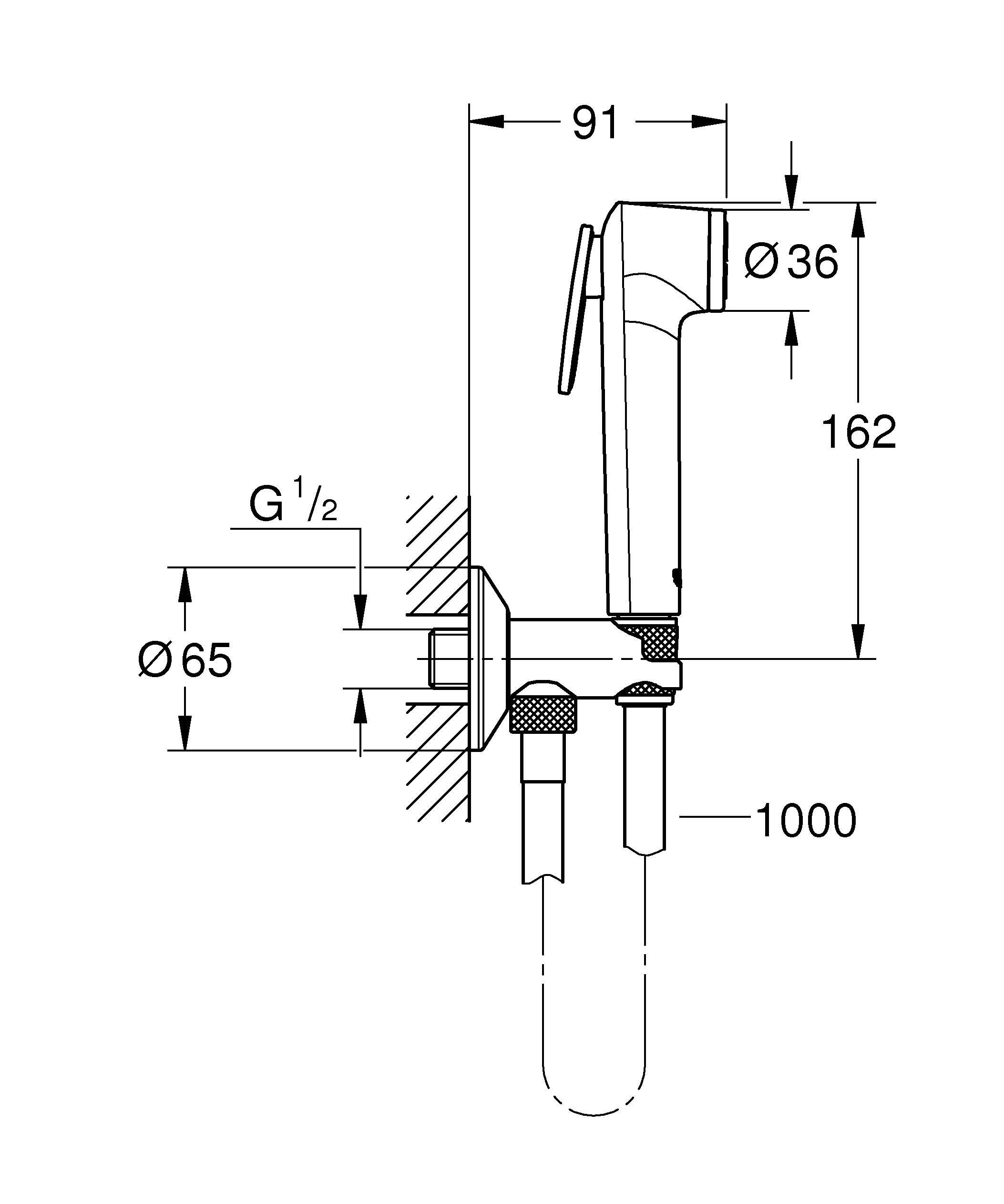 Набор для гигиенического душа GROHE Tempesta-F Trigger Spray 30 (гигиенический душ, нажимной запорный вентиль, шланг 1000 мм), хром (26358000), артикул 26358000