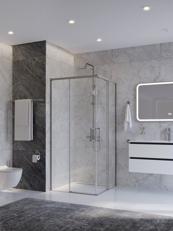 PLANE-A-2-90-C-IN Душевой уголок, отделка Сатин, артикул PLANE-A-2-90-C-IN