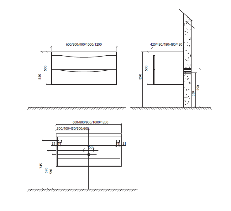 Мебель для ванной комнаты BELBAGNO ANCONA-N-1200-2C-SO