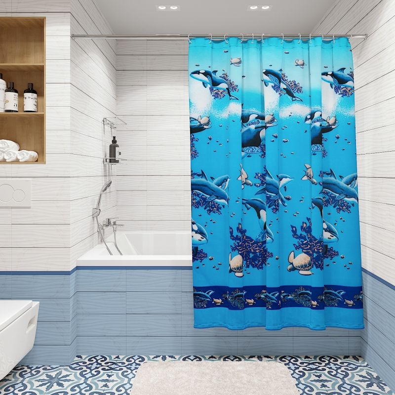 Шторка для ванной "Косатки" FORA (Фора)