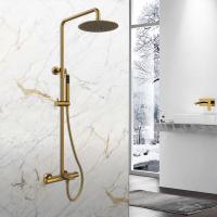 душевые стойки Vincea Душевая стойка Vogue VSFS-1V1TBG термостат с изливом, 25см верх душ нерж.сталь, брашированное золото,