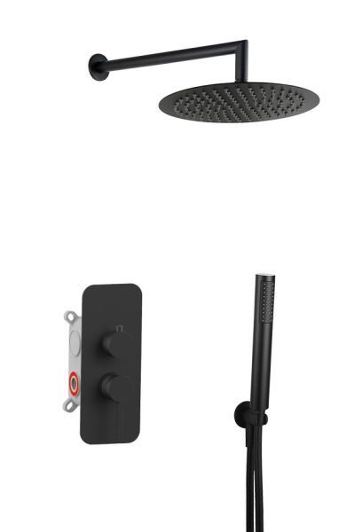 AQG Urban Flow, душевой комплект ER236 на 2 потребителя, с настенным кронштейном, цвет черный матовый