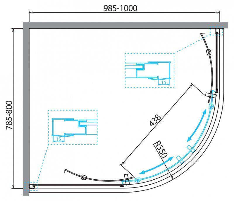 Душевой уголок BELBAGNO DUE-RH-2