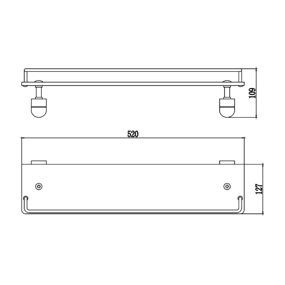 Полка стеклянная Savol S-007391, хром