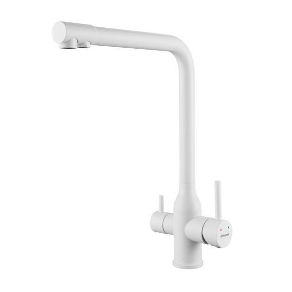 Смеситель для кухни с подключением фильтра Shevanik S248C, белый