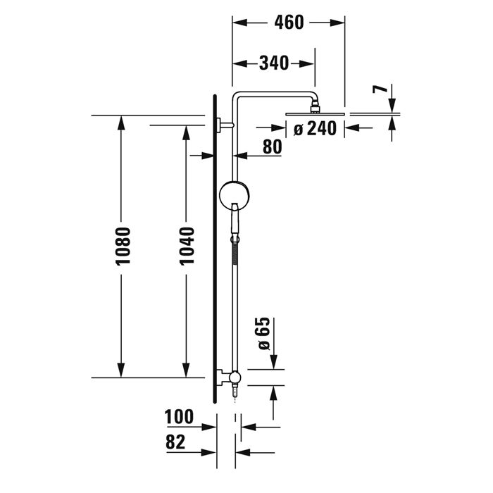 Duravit C.1 Душевая колонна с однорычажным смесителем, верхним душем, штангой и лейкой, цвет: хром