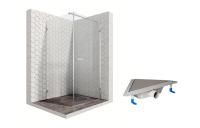 Душевой уголок Ambassador Abner 10011102R-ST9, квадратный, угловой трап, 100х100