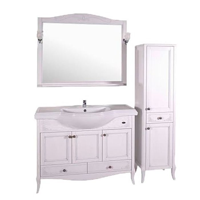 Зеркало ASB-Woodline Салерно 105 Белое патина серебро