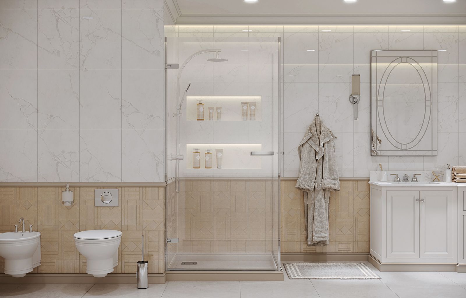 Душевой уголок Ambassador Abner 10011106-ST2, квадратный, линейный трап, 100х100