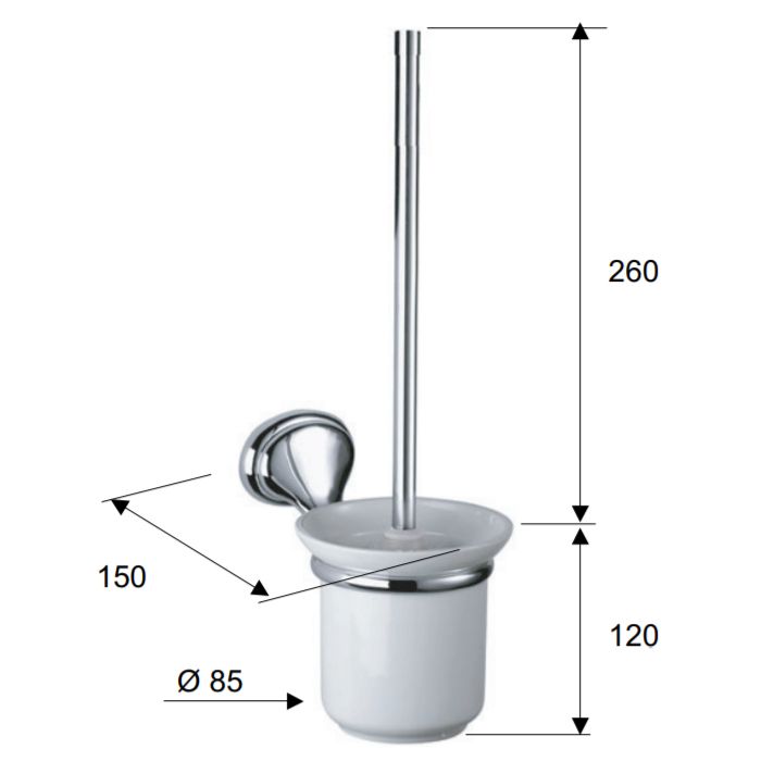 Daniel Revival Acc.B. Ёрш, подвесной настенный, керамика, белый/хром