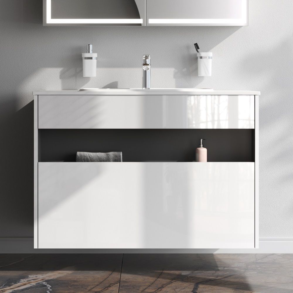 M8FFUX1001WG Func, База с нишей, 1 ящик (pull-out), 100 см, цвет белый глянец M8FFUX1001WG Func, База с нишей, 1 ящик (pull-out), 100 см, цвет белый глянец