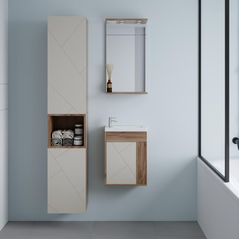 Тумба под раковину подвесная Бриклаер КРИСТАЛЛ латте, 40 см, артикул 4627125416903