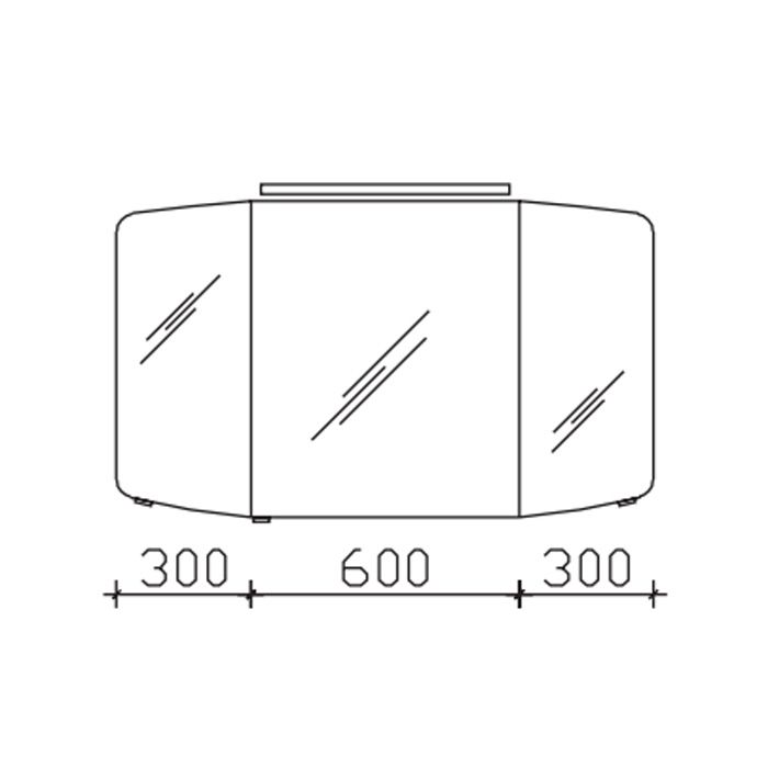 Pelipal Cassca Зерк-шкаф 1200*670*170 ComfortN, с светодиод. подсвет,3 зерк.дверцы,6 стекл.полок, розетка и выкл, цвет графит поперечн