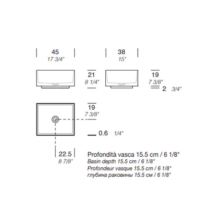 MILLDUE  Раковина  STEP 45_21 накладная из CRISTALPLANT ,63х38х21 см, без отв для смесителя, цвет белый матовый