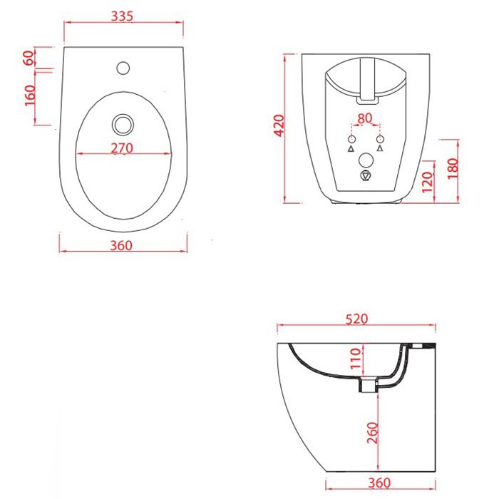 Artceram FILE 2.0 Биде напольное 53х37хh42см, 1 отв под смеситель, цвет: matera