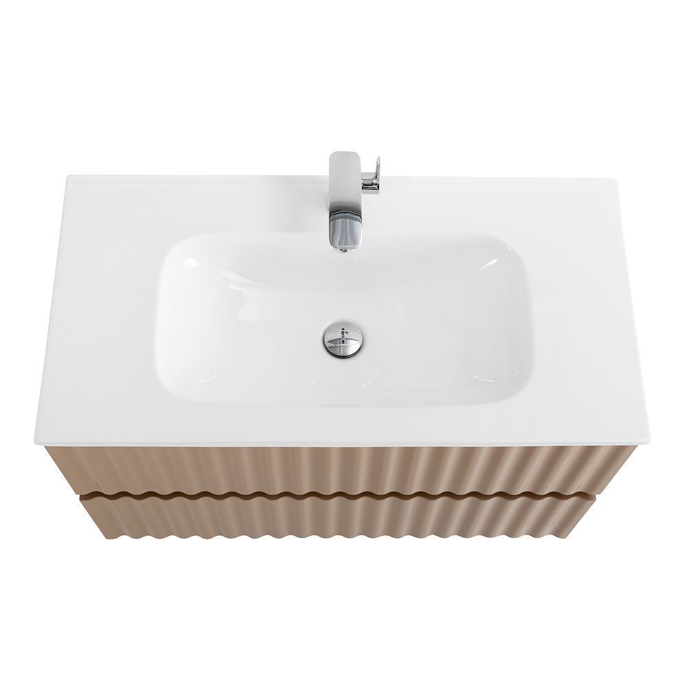 ELEGANT База под раковину подвесная с двумя выкатными ящиками, с LED подсветкой ручек. Капучино Матовый, 870x469x550 AM-ELEGANT-900-2C-SO-CM-LED, артикул AM-ELEGANT-900-2C-SO-CM-LED