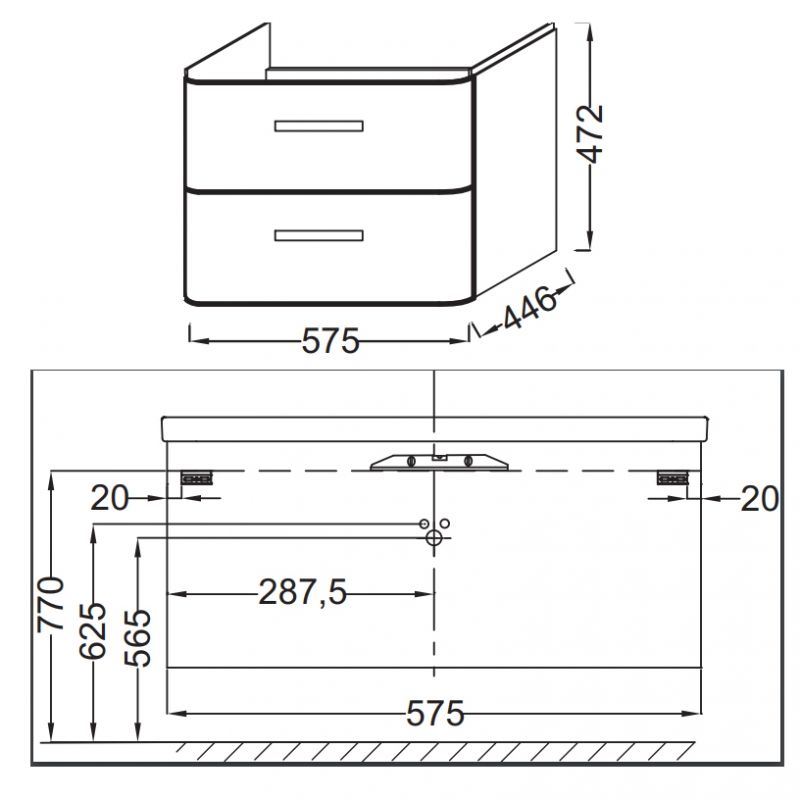 Тумба под раковину Jacob Delafon Replay 60 EB1045-G1C подвесная Белая глянцевая, артикул EB1045-G1C