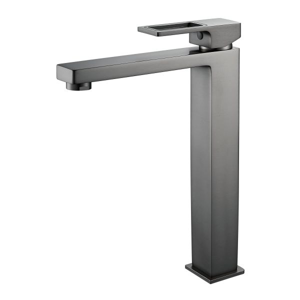 Смеситель для раковины высокий  Raffine F1196T, оружейная сталь