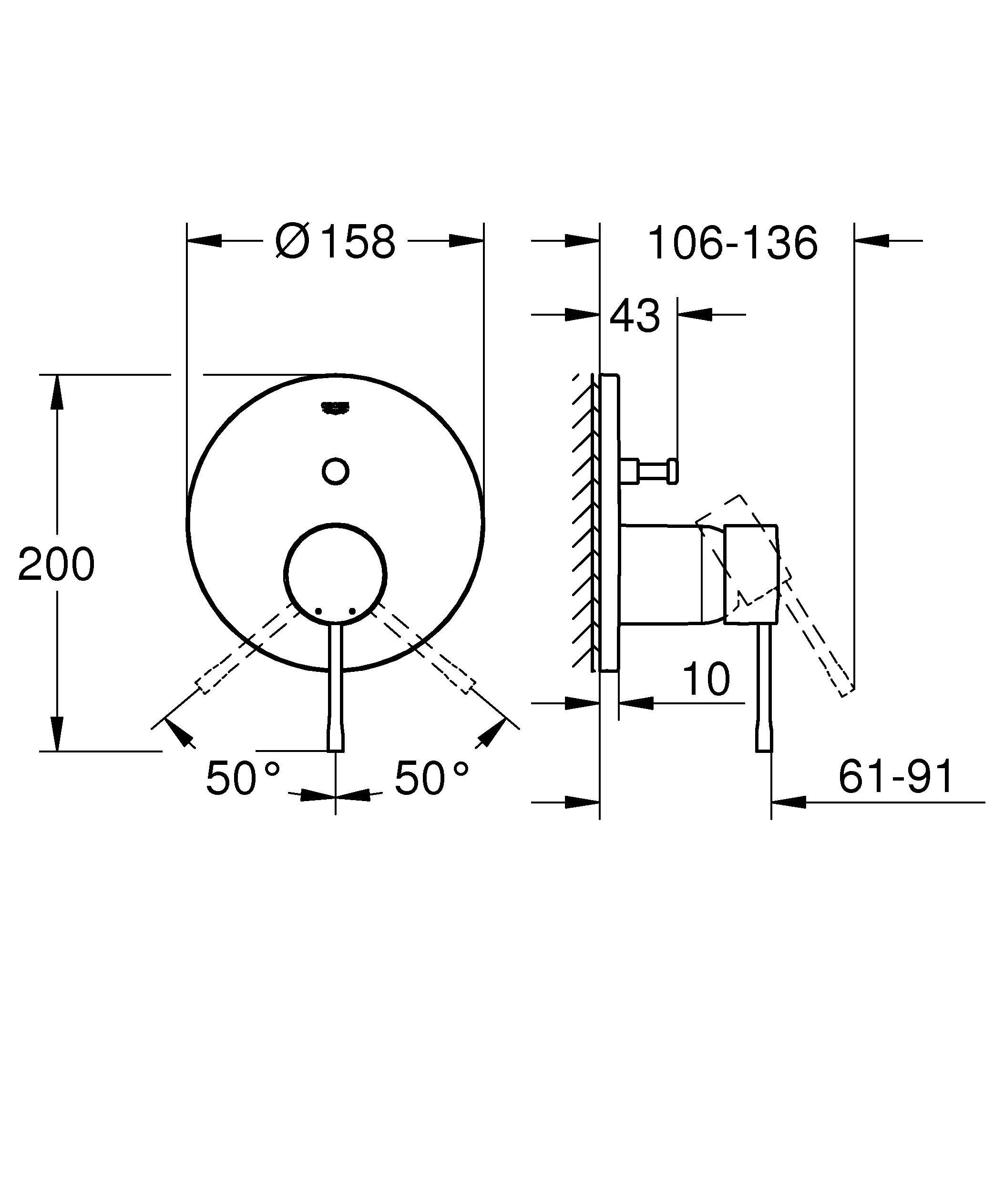 Смеситель однорычажный для ванны GROHE Essence, круглая розетка, хром (24058001) Смеситель однорычажный для ванны GROHE Essence, круглая розетка, хром (24058001)