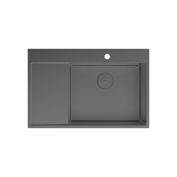 Кухонная мойка Lemark KEZADRA 780P прямоугольная с крылом из нержавеющей стали (чаша СПРАВА) цвет: графит (9936155)