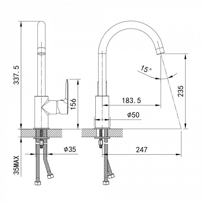 Смеситель для кухонной мойки IDDIS Cuba (CU1BNJ0i05), артикул CU1BNJ0i05