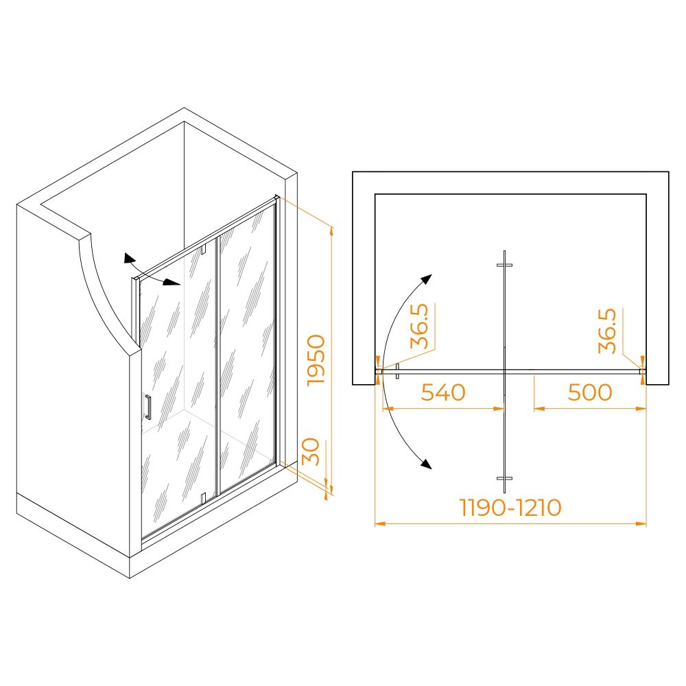 Душевая дверь RGW LE-103 (Прозрачное, 1200)