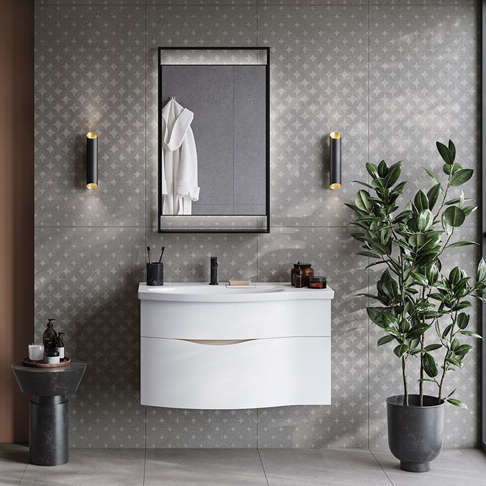 Раковина RIVA мебельная левая с крепежом 100, белая глянцевая